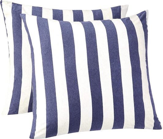 oreillers en jersey, paquet de 2, larges rayures-65 x 65 cm, marine