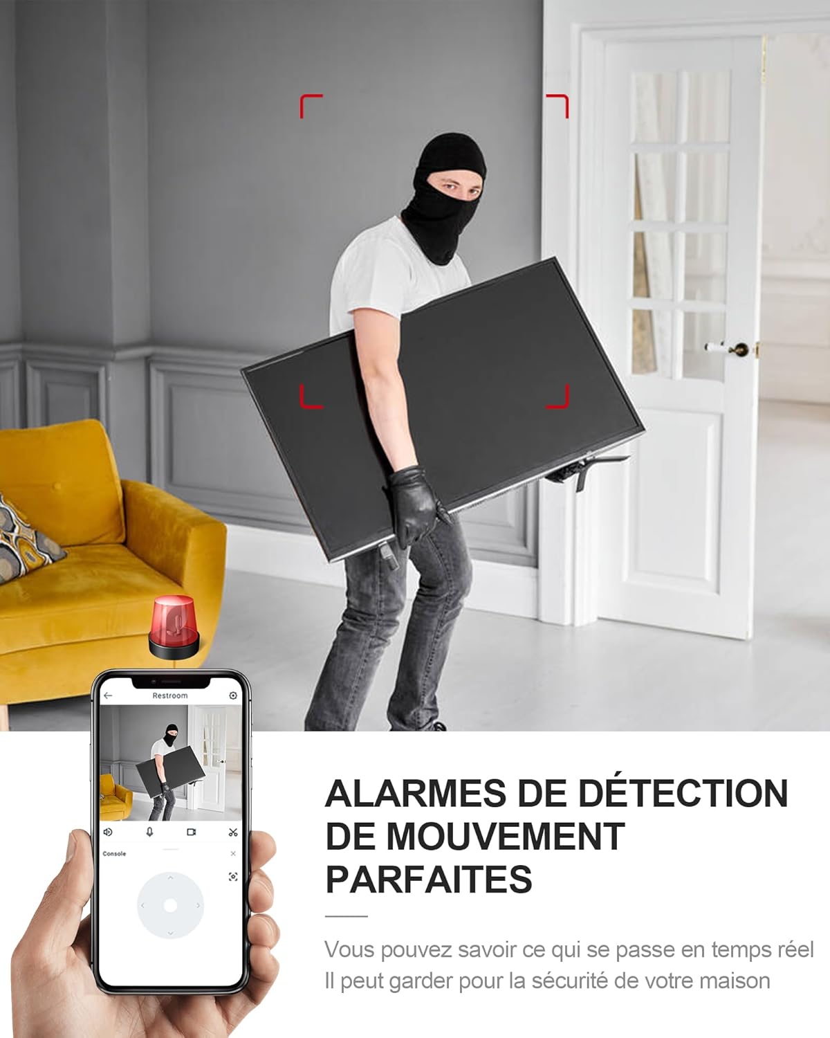 Camera Espion,WiFi（2.4GHz） 4K HD Mini Caméra de Surveillance Interieur/Extérieur sans Fil avec Enregistrement Distance Discrete Mini Détection Mouvement/Vision Nocturne/Longue Batteries