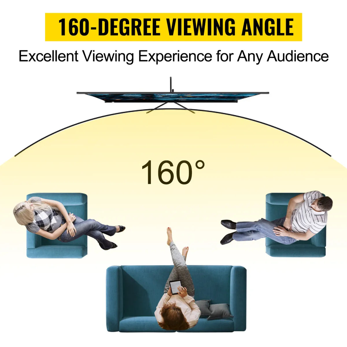 Écran de Projection avec Trépied 60" - Toile de Projection 152,4 cm - 4K HD - Angle de Vue 160 degré