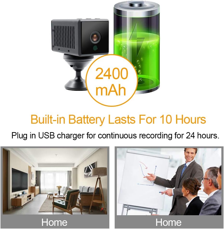 Mini Caméra Espion WiFi Caméra Cachée 1080P Caméra de Surveillance avec Vision Nocturne Automatique/Audio Bidirectionnel/Grand Angle/Alerte Fortification pour Intérieur et Extérieur