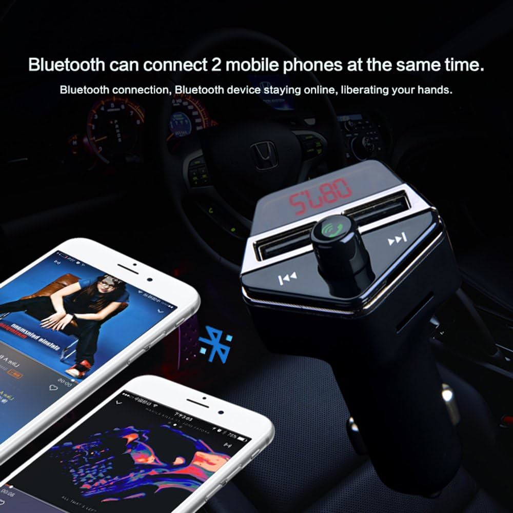 Émetteur FM Bluetooth, adaptateur radio multifonctionnel pour voiture avec double port de charge USB 5 V CC/2,5 A