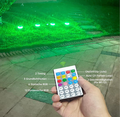 Spots solaires avec télécommande 30 LED RGB avec 21 changements de couleur pour jardin (2pieces)
