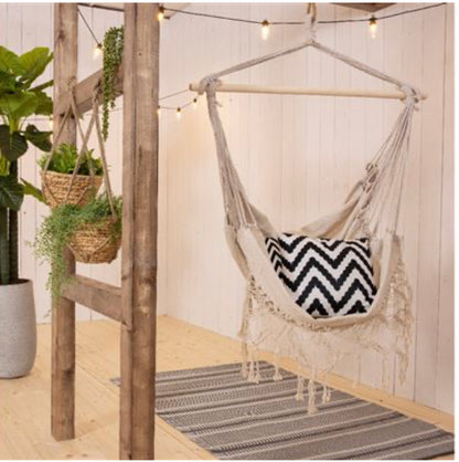 Chaise Hamac Coton Polyester Beige avec franges neuf