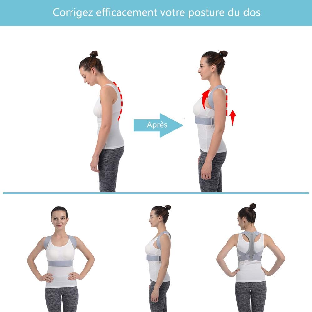 Correcteur de Posture Correcteur de Posture Dos Correcteur de Posture pour Homme et Femme Correcteur de Posture Ajustable Correcteur de Posture pour Cou, Épaule et Lombaires (L)