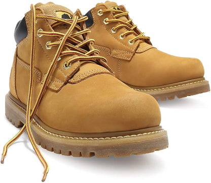 CAMEL CROWN Bottes à lacets Bottes de combat pour hommes Bottes de travail Bottes pour hommes Chaussures de travail en cuir Bottes de travail classiques à tige courte pour extérieur Bottes de loisirs antidérapantes