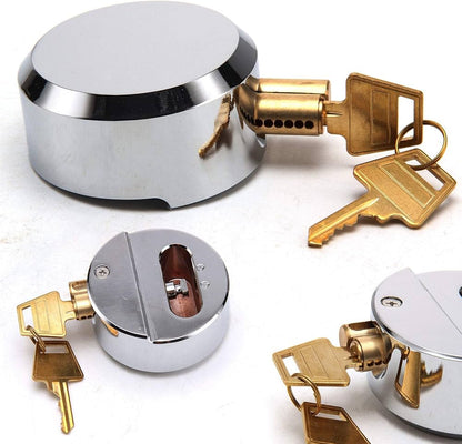 Fermer à clé Rondelle de hockey en acier chromé de 73 mm, Serrure de porte de remplacement pour camionnette robuste ronde à cadenas dissimulé en acier solide