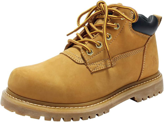 CAMEL CROWN Bottes à lacets Bottes de combat pour hommes Bottes de travail Bottes pour hommes Chaussures de travail en cuir Bottes de travail classiques à tige courte pour extérieur Bottes de loisirs antidérapantes
