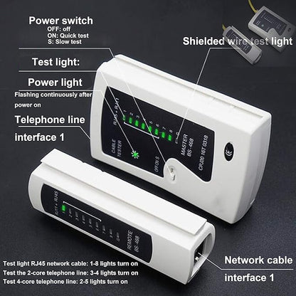 Pince à sertir RJ45, outils de réseau professionnels, entretien de l'ordinateur, kit LAN testeur de connexion, connecteurs RJ11/RJ12 réguliers et passants (Bleu)