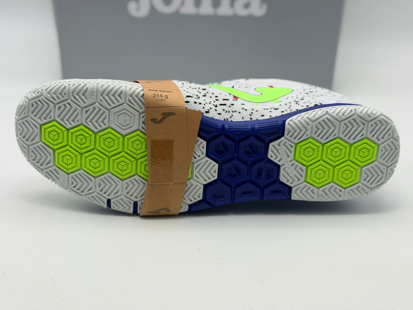 Chaussures de futsal JOMA TACTICO IN - BLANC BLEU/JAUNE FLUO