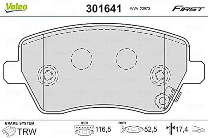 VALEO Jeu de plaquettes de frein FIRST, Essieu avant, contact de signal d'usure exclu, neuve