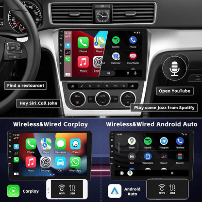 CAMECHO Android 11 Autoradio pour Volkswagen Passat 2012-2015, 2G+32G, Wireless Carplay Android Auto, 10.1" HD écran Double Din Bluetooth avec GPS HiFi Support FM RDS SWC + AHD Caméra de recule