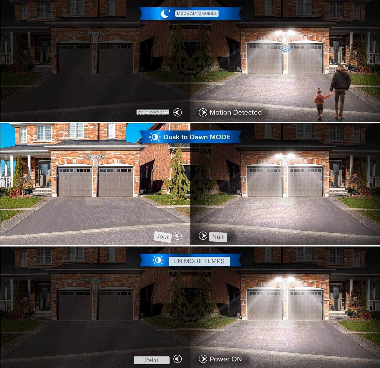 Projecteur LED avec détecteur de mouvement extérieur, lampe d'extérieur à LED 1800LM avec 2 têtes réglables, lumière de sécurité super brillante 5000K, éclairage étanche IP65 pour garage, jardin, blanc [classe énergétique E]