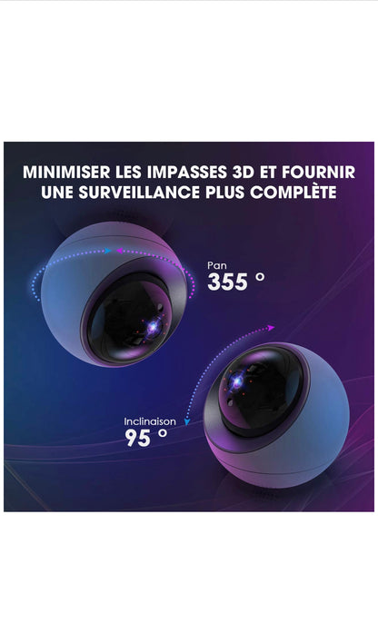 Caméra Surveillance WiFi 1080P FHD, Moniteur bébé, Caméra IP sans Fil /Audio Bidirectionnel