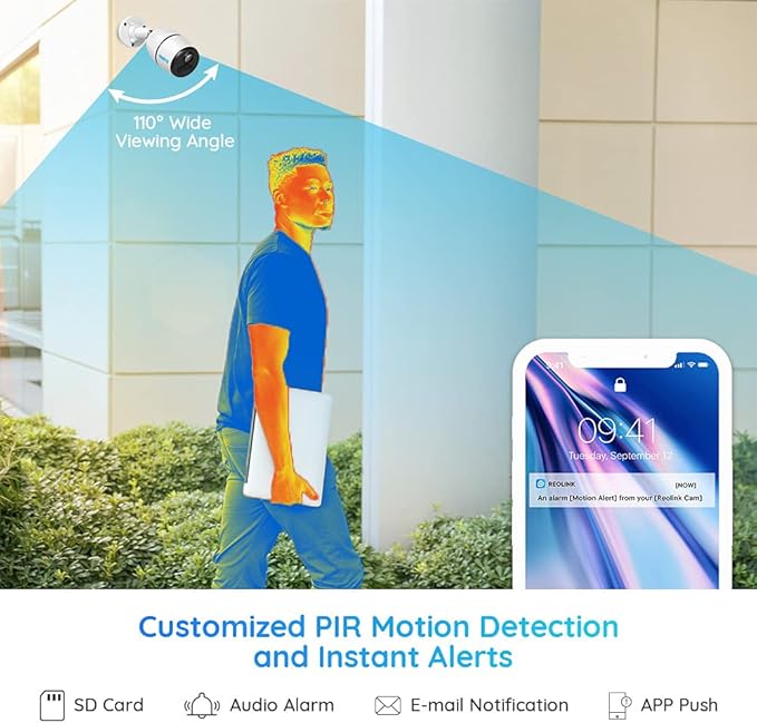 Reolink Go Caméra 3G/4G LTE Surveillance Extérieure sans Fil avec Batterie Rechargeable, 1080P Caméra Carte SIM avec Détection PIR, Audio Bidirectionnel, Fente Carte SD, Vision Nocturne
