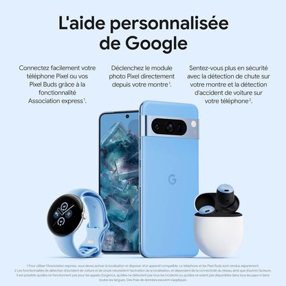 Google Pixel Watch 2 – Boîtier en Aluminium Noir Mat – Bracelet Sport Noir Volcanique – Wi-FI