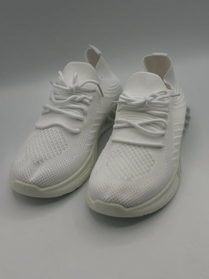 Semelles intérieures en dentelle pour homme - Maille souple - Couleur tendance - Chaussures de sport décontractées respirantes et solides - Pour la course à pied, blanc, 40