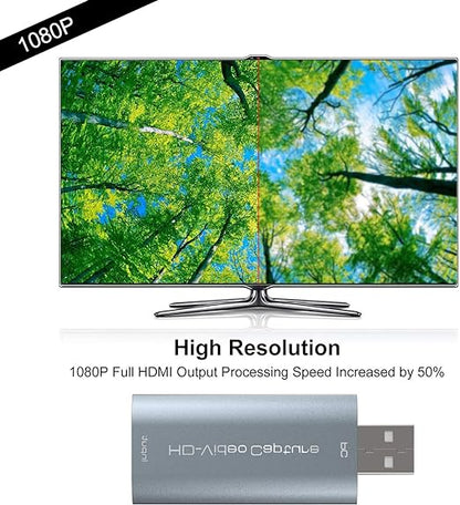 Carte de Capture Audio Vidéo, HDMI 1080P Video Capture Card de Jeu vers USB 2.0 pour Windows/Mac/Androide
