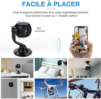 Mini Camera Espion,KEAN Micro Caméra de Surveillance WiFi sans Fil sur 5 Heures Batteries FHD Camera Miniature IP Cachée Spy avec Vision Nocturne et Détection de Mouvement pour de Sécurité Intérieure