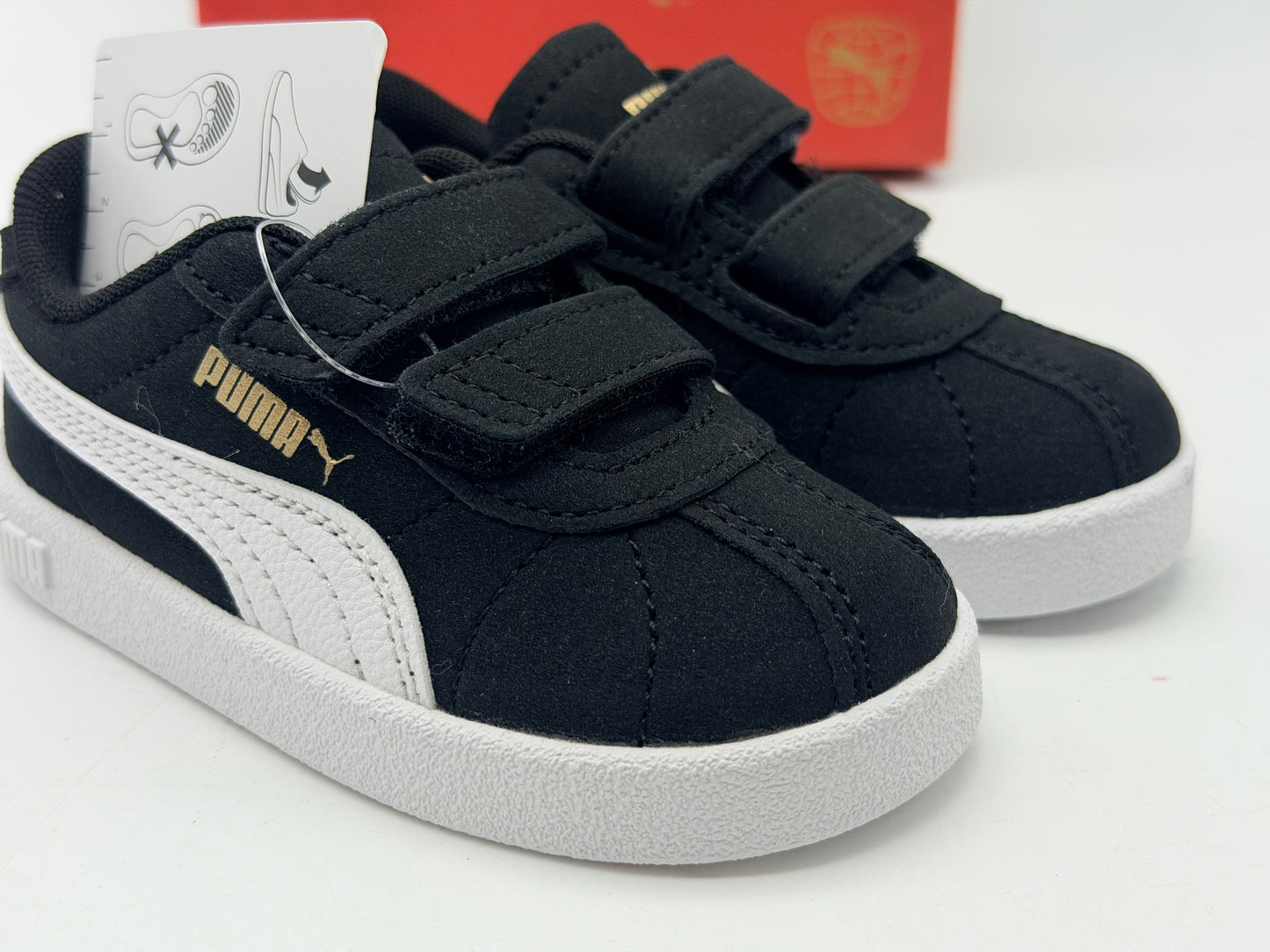 PUMA Mixte bébé Club II V INF Sneaker, Black White Gold, 21 EU