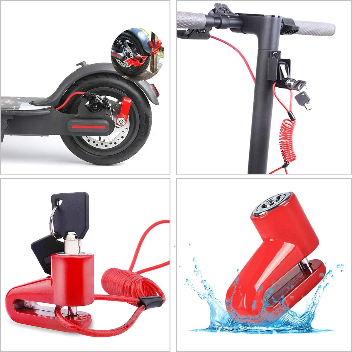 Serrure de Frein à Disque,Verrou de Frein à Disque en Fil d'acier pour Xiaomi M365 Trottinette électrique,Scooter Électrique Anti-Vol De Fil d'acier Antivol Disque Freins,Scooter Antivol sécurité