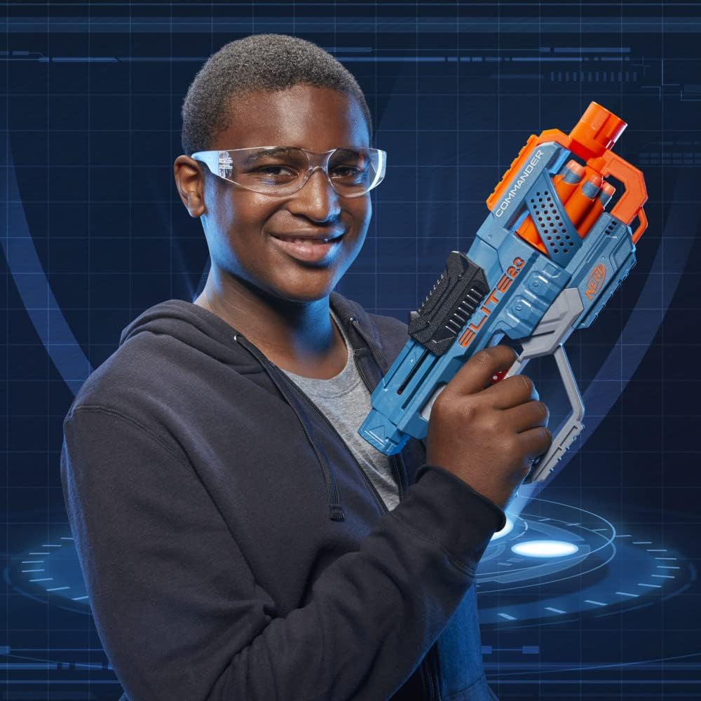 Nerf, Blaster Commander RC-6, 12 fléchettes Nerf Elite, barillet Rotatif 6 fléchettes, neuf