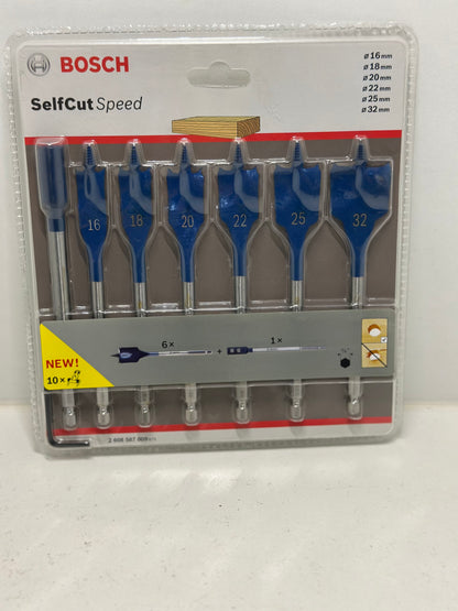 Bosch Professional Coffret de 8x mèches plates Expert SelfCut Speed (pour Bois résineux, Panneau aggloméré, Ø 12-32 mm, Accessoire Perceuse à percussion)
