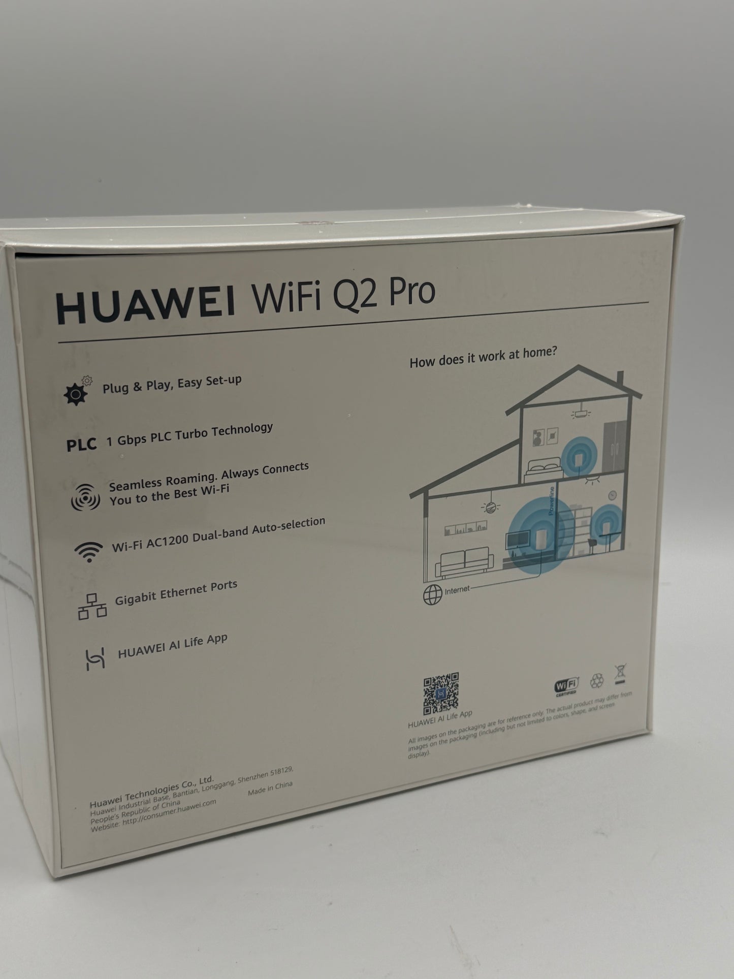 HUAWEI Wi-Fi Q2 Pro (1 Base + 2 Satellites) Système Hybride Maillé 5GHz et CPL Un Réseau Unique Plug & Play Faible Latence Gigabit Powerline Ports GE Optimisation Wi-Fi 5GHz