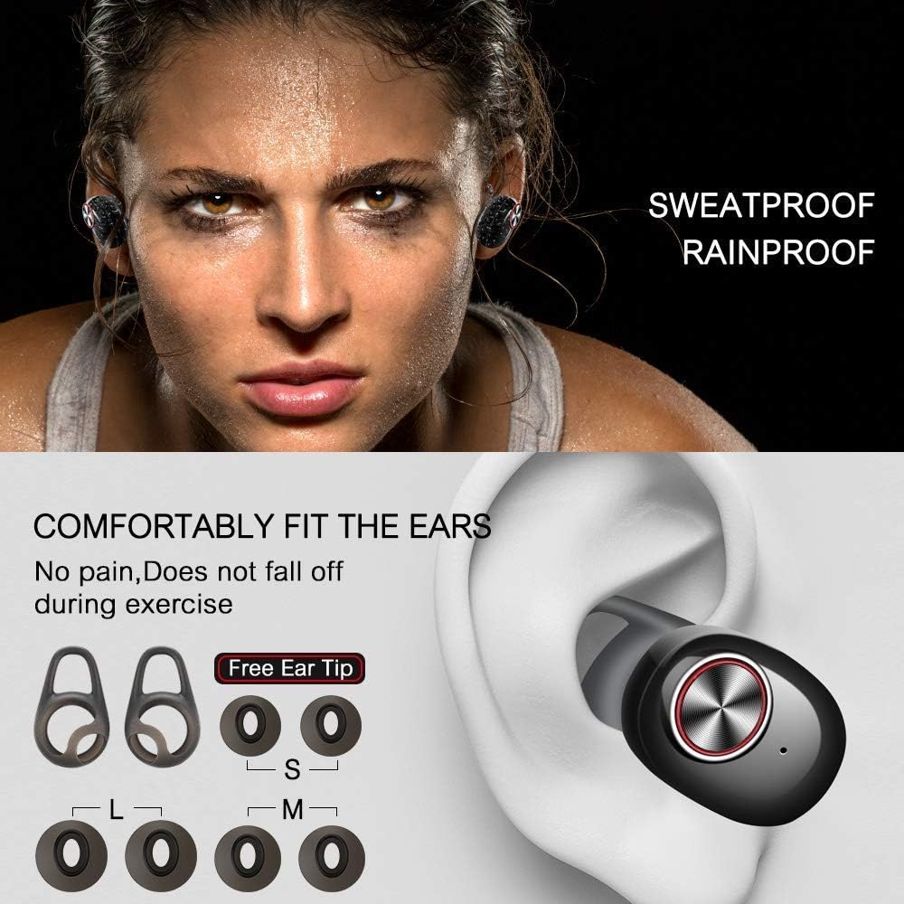 Jokeret True Écouteurs sans fil TWS 5.0 casque Bluetooth avec chargement portable portables Mini Casque avec microphone Noir