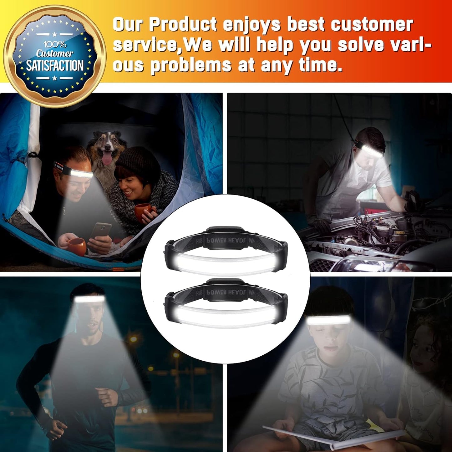 Lampe Frontale LED,2 Pièces Lampe Frontale LED Ultra Puissante USB Rechargeable,Super Bright 1500 Lumen étanche IPX6 et Torche Frontale,6 Modes Réglables pour le Camping, Randonnée,Cyclisme,Pêche [Classe énergétique A+++]
