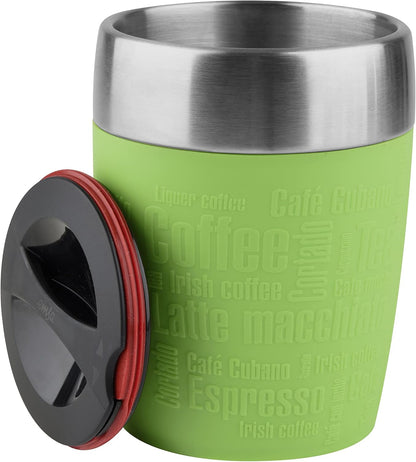 tasse isotherme, mug avec couvercle, revêtement silicone, 200ml, Bleu maritime
