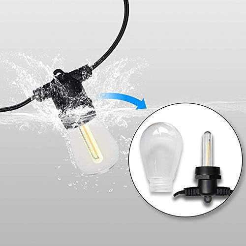 Guirlande Lumineuse Solaire, Guirlande Guinguette Solaire avec 12 LED Plastiques Ampoules, Étanche IP65 Guirlande Solaire Extérieur pour Décoration Balcons, Parasol, Jardin, Terrasse [Classe énergétique A+++]
