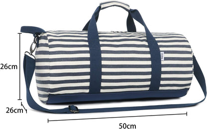 Sac en toile de Voyage pour Femmes et Hommes - Sac de Sport - Small Travel Duffel Bag & Sports Gym Bag (1.0 Ensemble rayé Bleu)