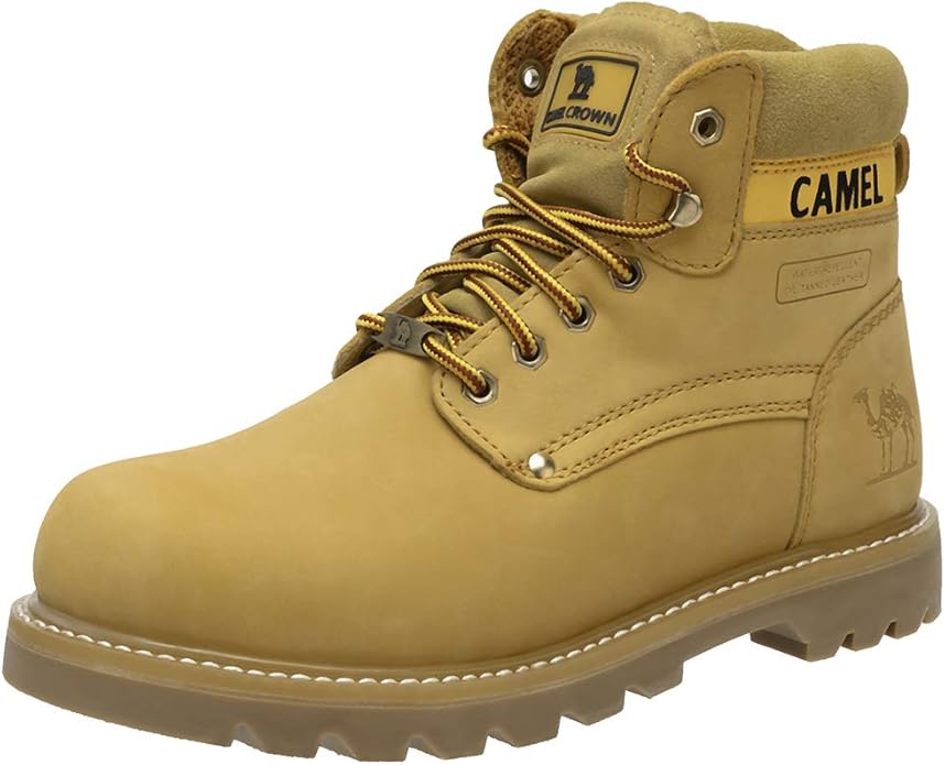 CAMEL CROWN Bottes à lacets Bottes de combat pour hommes Bottes de travail Bottes pour hommes Chaussures de travail en cuir Bottes de travail classiques à tige courte pour extérieur Bottes de loisirs antidérapantes