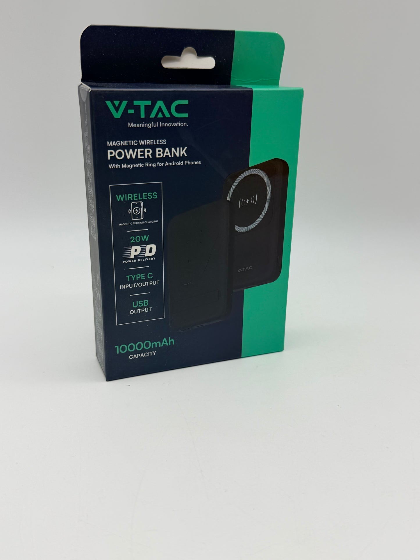 V-TAC Power Bank Magnétique Compatible avec MagSafe - 10 000 mAh - Charge Rapide PD 20 W - Batterie Externe pour Apple iPhone 12/13/14/15/Mini/Pro/Max - Noir