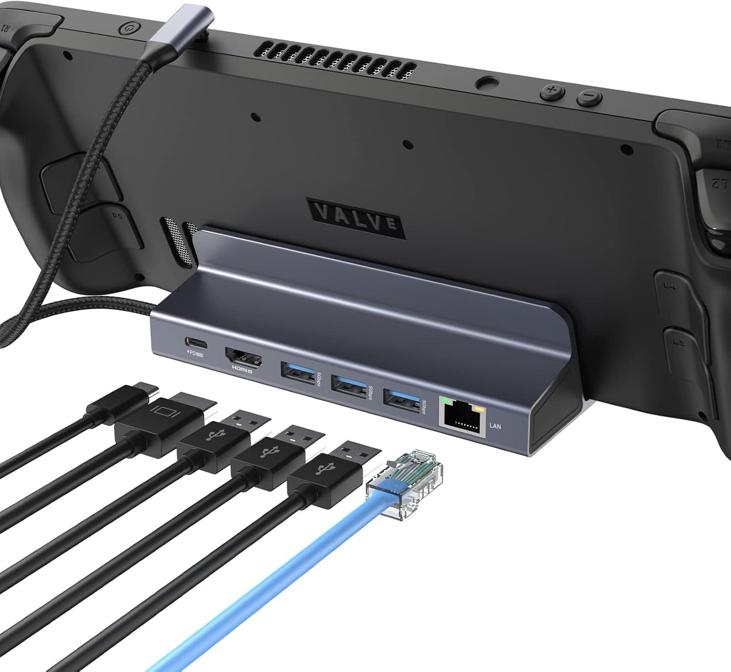 Hub USB C, Adaptateur USB C 6 en 1 Station d'accueil Multiport avec 5 Gbps USB 3.0 * 3, 4K HDMI, Charge Rapide PD 100W pour MacBook, iMac, Clé USB, Windows, Steam Deck