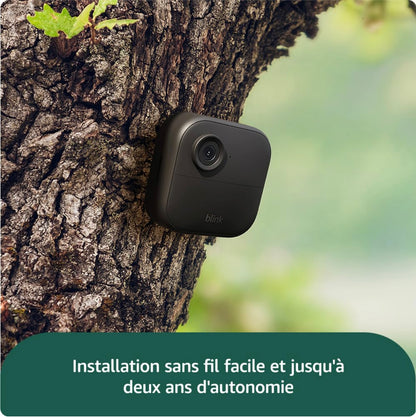 Nouvelle caméra Blink (Outdoor 4) : caméra de surveillance connectée HD sans fil, 2 ans d'autonomie, détection de mouvements avancée, fonctionne avec Alexa (système 1 caméra avec Sync Module Core)