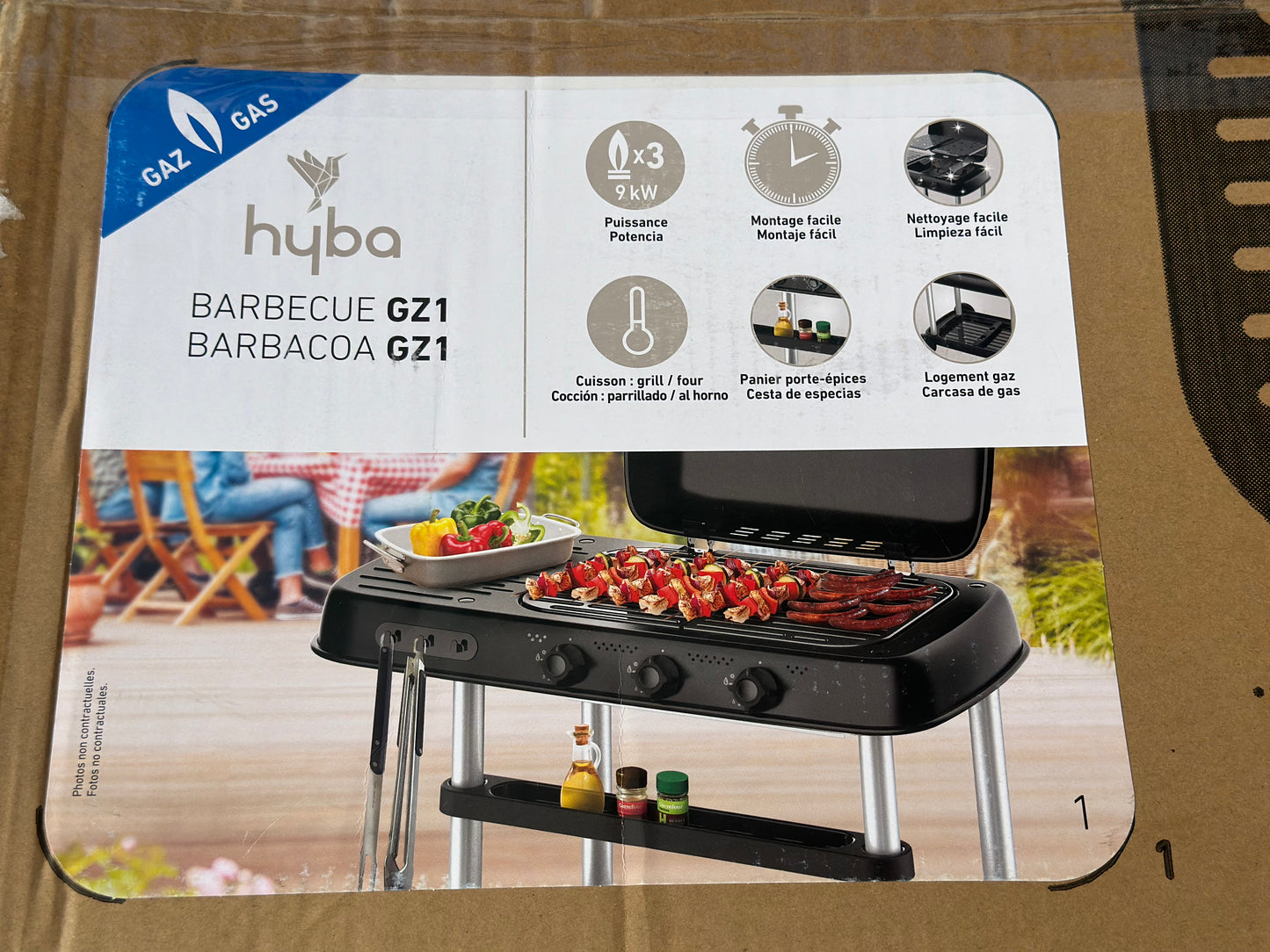 Barbecue XL à Gaz sur Chariot 3 feux avec Thermomètre Intégré HYBA neuf