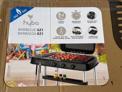 Barbecue XL à Gaz sur Chariot 3 feux avec Thermomètre Intégré HYBA neuf