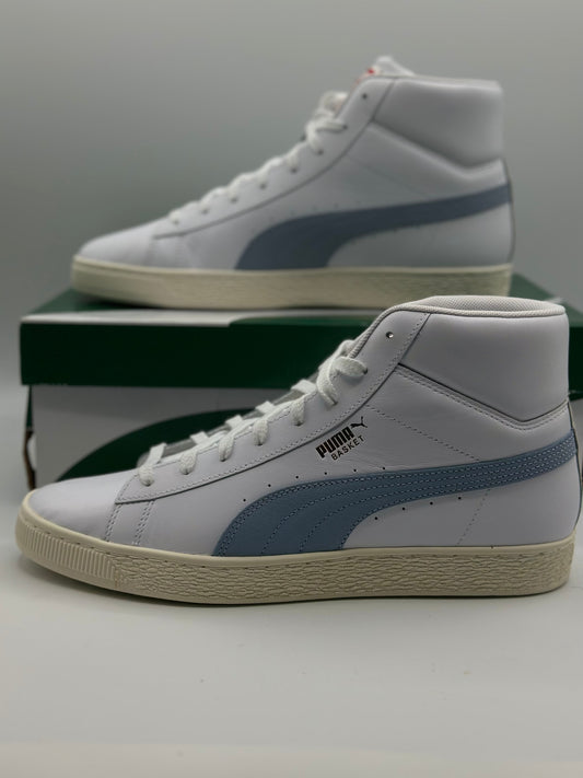 Puma BASKET MID UNISEX - Baskets Montantes - White/Forever Blue/Team Gold/Blanc