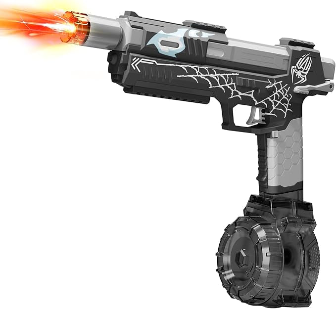 Pistolet à Eau Électrique pour Adultes et Enfants, Pistolet Automatique Grande Portée 8 M LED, Grande Capacité Étanche IP7 (Noir