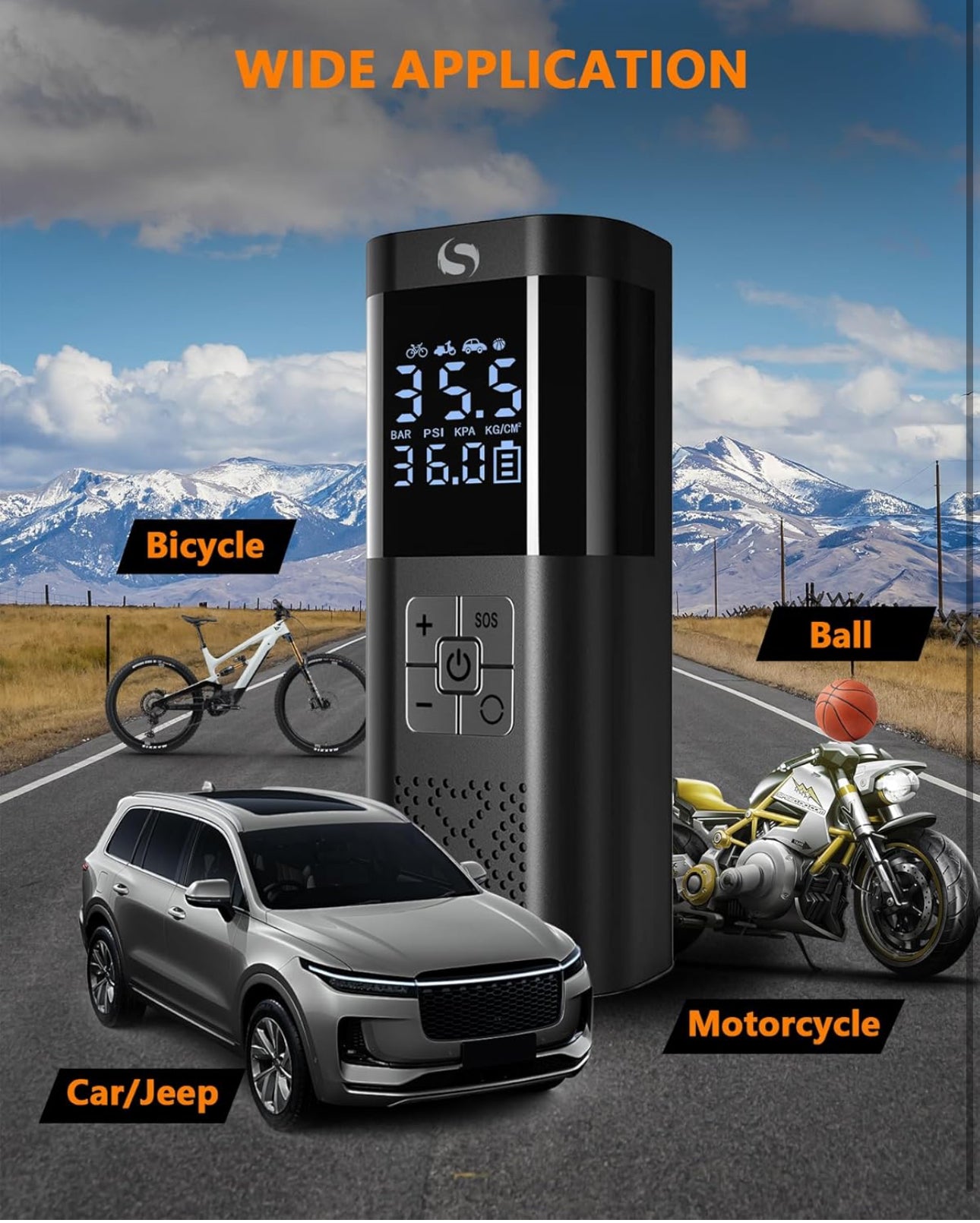 Compresseur à Air Portatif, Gonfleur Pneus Voiture sans Fil avec Jauge, Accessoire Voiture pour Hommes, Mini Compresseur 150PSI 12V DC avec Lumière LED pour Voiture Moto Bicyclette Boule