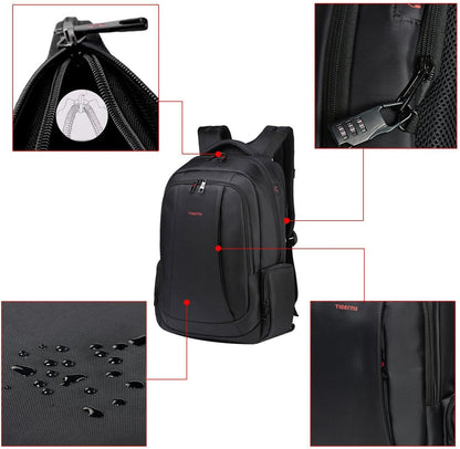 Sac à Dos Ordinateur Portable 17/15.6 Pouces Antivol pour Homme Imperméable Sac a Dos PC Portable pour Loisirs/Affaire/Scolaire Noir