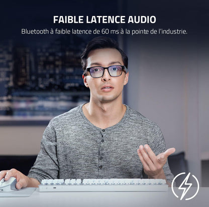 Lunettes à filtre anti-lumière bleue ou lunettes de soleil audio (Rectangle, Large) (Son à faible latence, Conception IPX4 résistante à l’eau, Micro intégré et haut-parleurs) Noir Razer Anzu