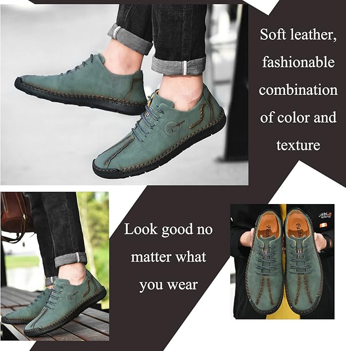 Chaussures en cuir décontractées pour hommes Mocassins athlétiques légers Chaussures à enfiler à la mode