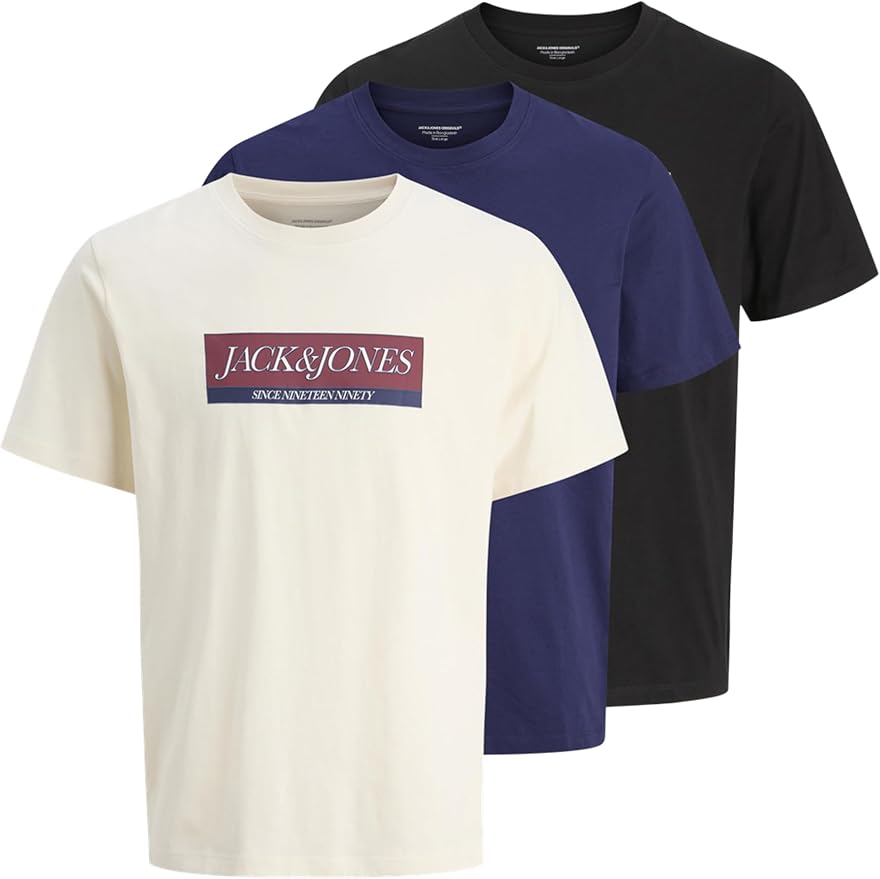 JACK & JONES Jorinwood Block Branding Tee SS Cn3Pk MP (Lot de 3) Homme