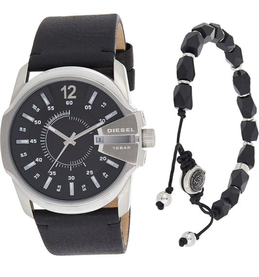 Montre Diesel  , 46 mm, en acier inoxydable avec bracelet en cuir Avec Bracelet