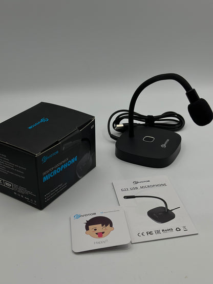 EIVOTOR Microphone PC USB Micro Computer Ordinateur Plug & Play Micro d'enregistrement avec Bouton Muet Compatible avec Mac, Windows 7/8/10, PS4 pour Discord, Youtube, Skype, Podcast, Conférence