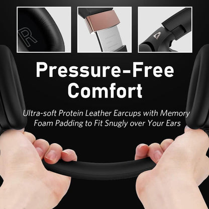 Ankbit E600Pro Casque Bluetooth avec aptX Low Latency & HD, réduction du bruit hybride, casque sans fil avec microphone, audio haute définition, 80 heures de lecture pour téléphone portable, PC, TV