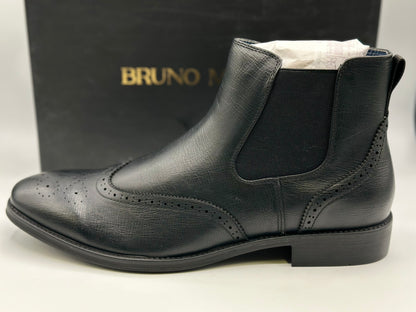 Bruno Marc Men Chelsea Boots Brogue en cuir Bottes de cheville Bottes Slip Boots
