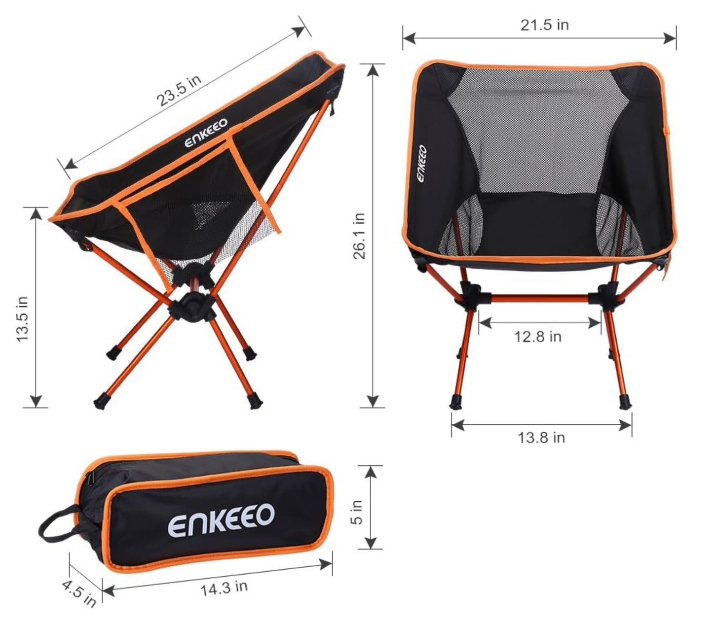 ENKEEO Chaise de Camping Pliable Chaise Camping Ultra-Légères Portatives avec Le Sac de Transport (1,2 kg) neuf
